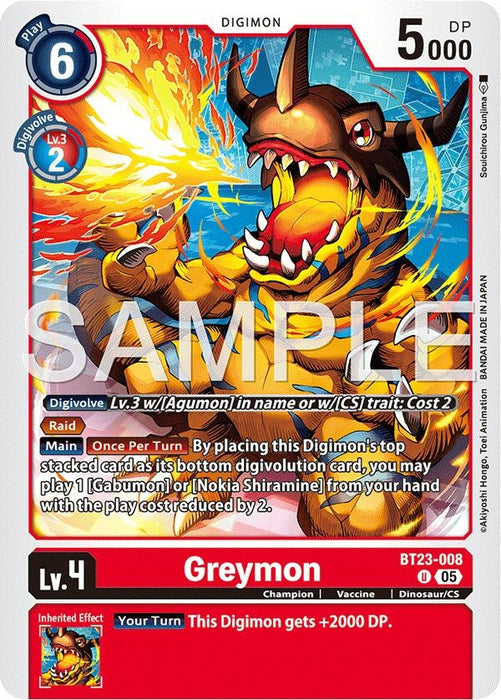 Image for Greymon (BT23-008 U) [Hackers' Slumber] - Digimon Card Game