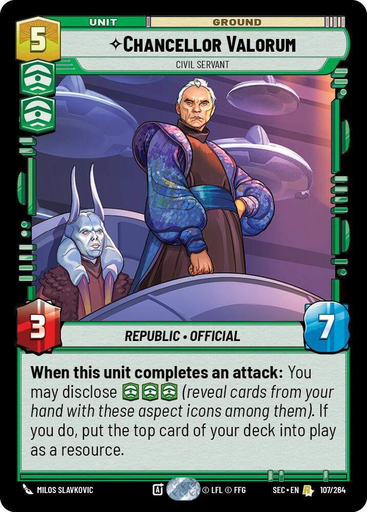 Image for Chancellor Valorum - Civil Servant (107/264) [Secrets of Power] - Star Wars: Unlimited