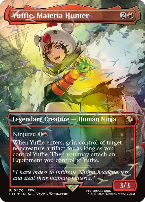 Image for Yuffie, Materia Hunter (Borderless) (Chocobo Track Foil) (470) - Magic: The Gathering
