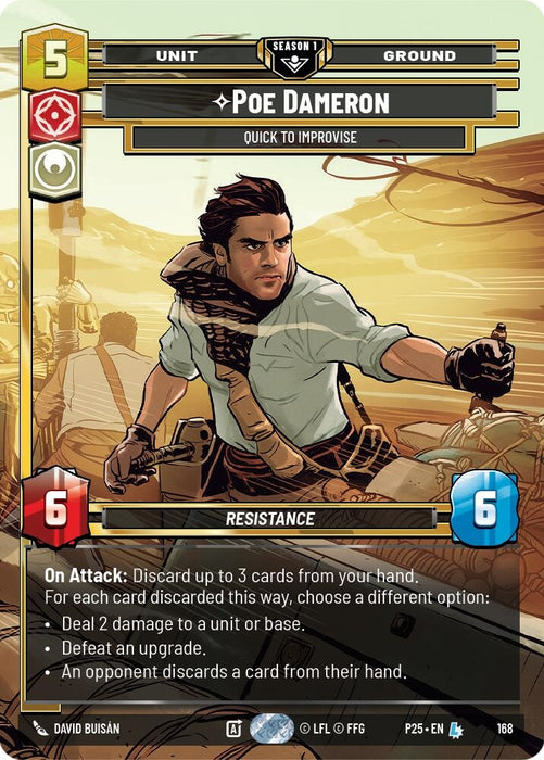Image for Poe Dameron - Quick to Improvise (168) (168) [Sector and Regional Promos: Season 1] - Star Wars: Unlimited