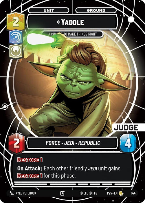 Image for Yaddle - A Chance To Make Things Right (Judge) (144) [Judge Promos] - Star Wars: Unlimited