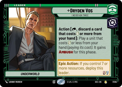 Image for Dryden Vos - I Never Ask Twice (7/262) [Secrets of Power] - Star Wars: Unlimited
