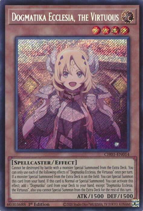Image for Dogmatika Ecclesia, the Virtuous (Secret Rare) (CH01-EN014) [THE CHRONICLES DECK: The Fallen & The Virtuous (All-Foil Edition)] - YuGiOh
