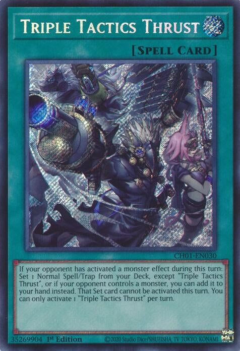 Image for Triple Tactics Thrust (Secret Rare) (CH01-EN030) [THE CHRONICLES DECK: The Fallen & The Virtuous (All-Foil Edition)] - YuGiOh
