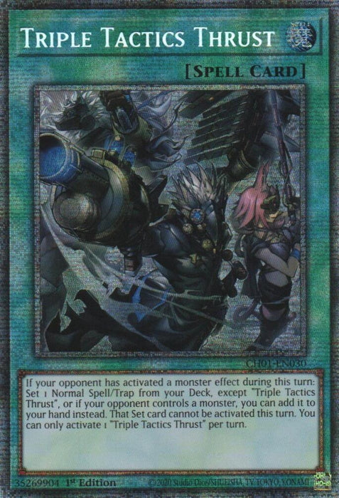Image for Triple Tactics Thrust (Starlight Rare) (CH01-EN030) [THE CHRONICLES DECK: The Fallen & The Virtuous (All-Foil Edition)] - YuGiOh