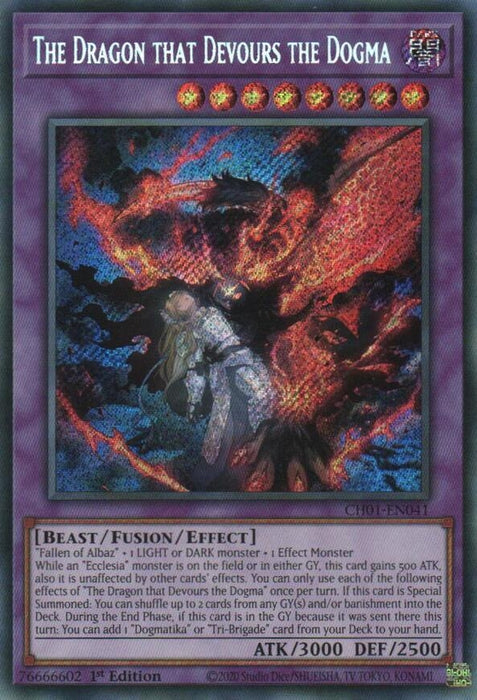 Image for The Dragon that Devours the Dogma (Secret Rare) (CH01-EN041) [THE CHRONICLES DECK: The Fallen & The Virtuous (All-Foil Edition)] - YuGiOh