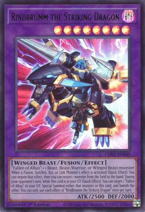Image for Rindbrumm the Striking Dragon (CH01-EN049) [THE CHRONICLES DECK: The Fallen & The Virtuous (All-Foil Edition)] - YuGiOh