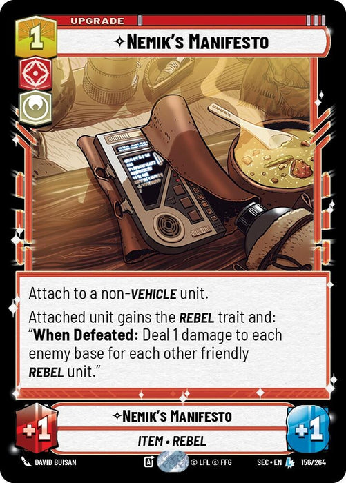 Image for Nemik's Manifesto (156/264) [Secrets of Power] - Star Wars: Unlimited