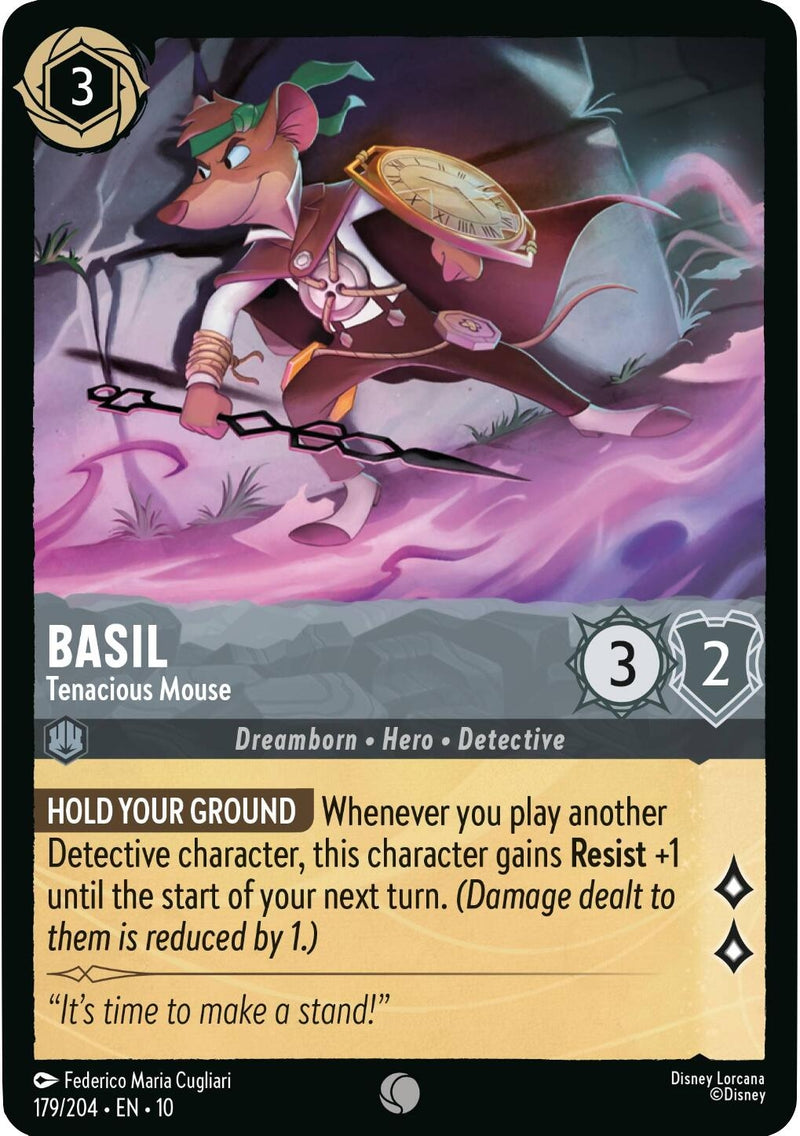 Image for Basil - Tenacious Mouse (179/204) [Whispers in the Well] - Disney Lorcana
