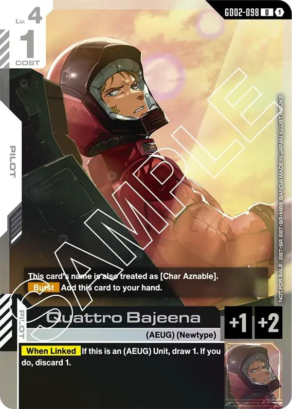 Image for Quattro Bajeena (Store Tournament Participant Pack 02) (GD02-098) [Gundam Promotional Cards] - Gundam Card Game