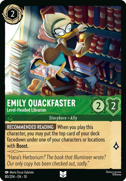 Image for Emily Quackfaster - Level-Headed Librarian (80/204) [Whispers in the Well] - Disney Lorcana