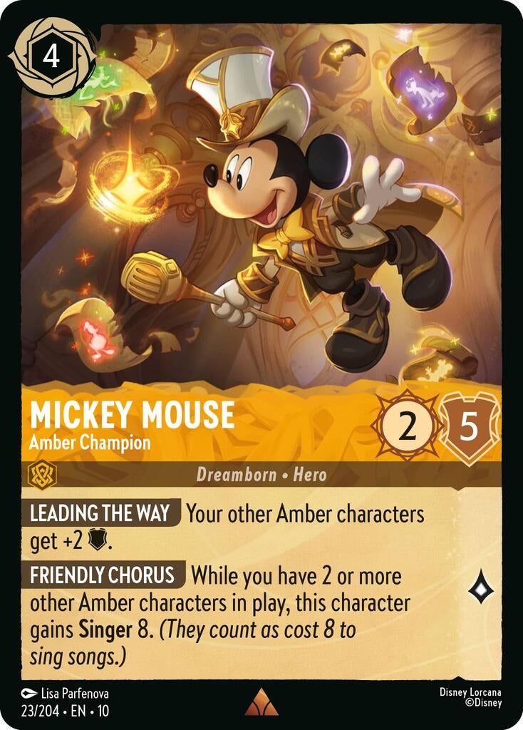 Image for Mickey Mouse - Amber Champion (23/204) [Whispers in the Well] - Disney Lorcana