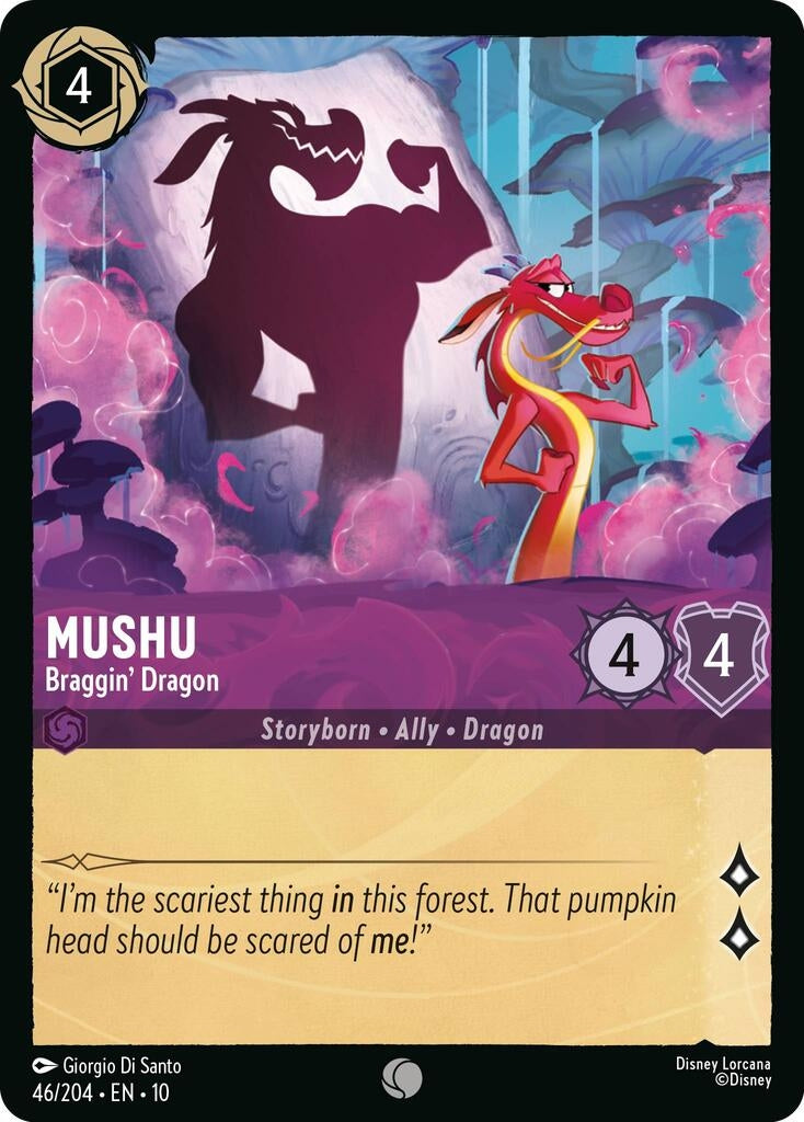Image for Mushu - Braggin' Dragon (46/204) [Whispers in the Well] - Disney Lorcana