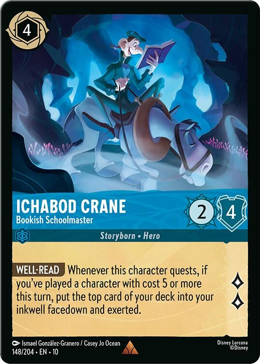 Image for Ichabod Crane - Bookish Schoolmaster (148/204) [Whispers in the Well] - Disney Lorcana