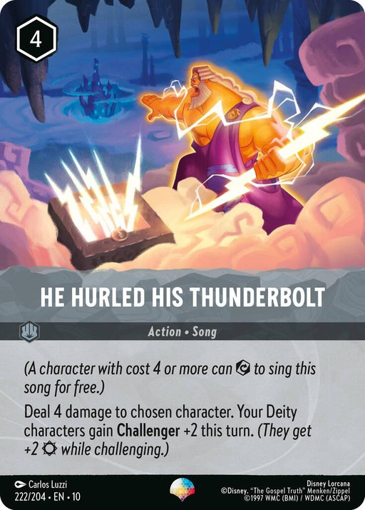 Image for He Hurled His Thunderbolt (Epic) (222/204) [Whispers in the Well] - Disney Lorcana