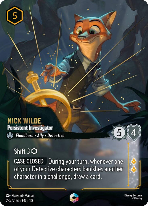 Image for Nick Wilde - Persistent Investigator (Enchanted) (239/204) [Whispers in the Well] - Disney Lorcana