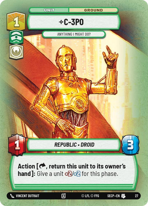 Image for C-3PO - Anything I Might Do? (Foil) [Secrets of Power - Weekly Play Promos] - Star Wars: Unlimited