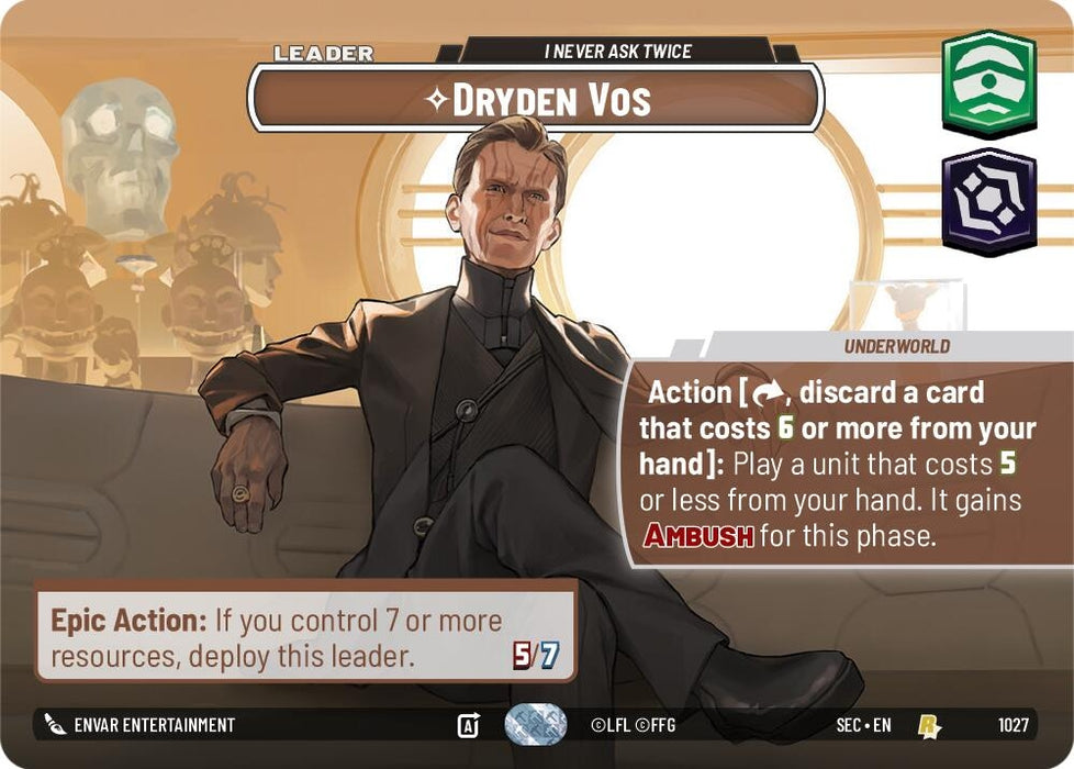 Image for Dryden Vos - I Never Ask Twice (Showcase) (1027) [Secrets of Power] - Star Wars: Unlimited