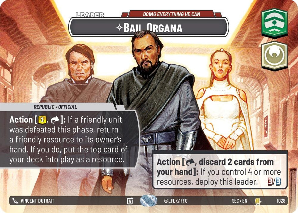 Image for Bail Organa - Doing Everything He Can (Showcase) (1028) [Secrets of Power] - Star Wars: Unlimited