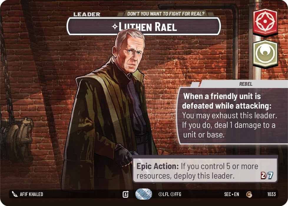Image for Luthen Rael - Don't You Want To Fight For Real? (Showcase) (1033) [Secrets of Power] - Star Wars: Unlimited