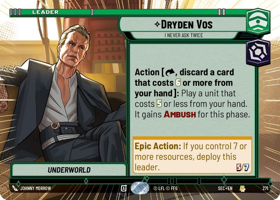 Image for Dryden Vos - I Never Ask Twice (Hyperspace) (271) [Secrets of Power] - Star Wars: Unlimited