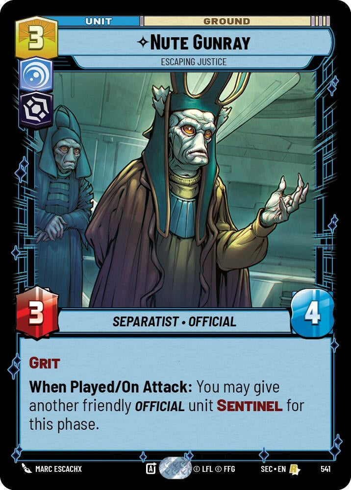 Image for Nute Gunray - Escaping Justice (Foil) (541) [Secrets of Power] - Star Wars: Unlimited