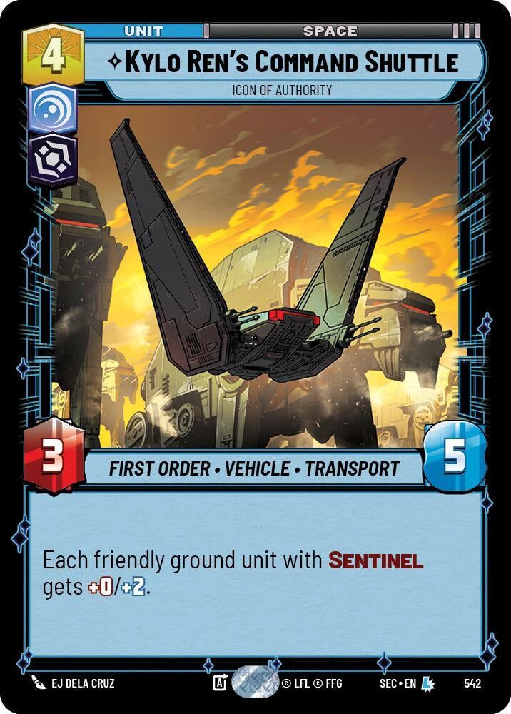 Image for Kylo Ren's Command Shuttle - Icon of Authority (Foil) (542) [Secrets of Power] - Star Wars: Unlimited