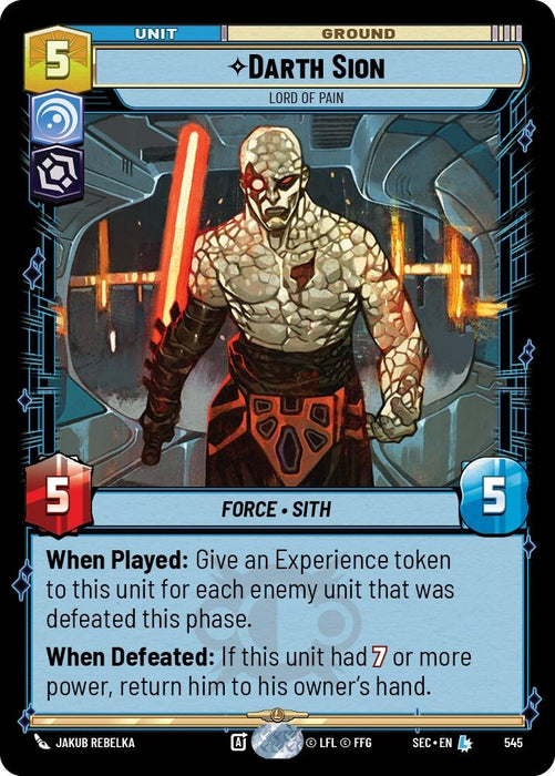 Image for Darth Sion - Lord of Pain (Foil) (545) [Secrets of Power] - Star Wars: Unlimited