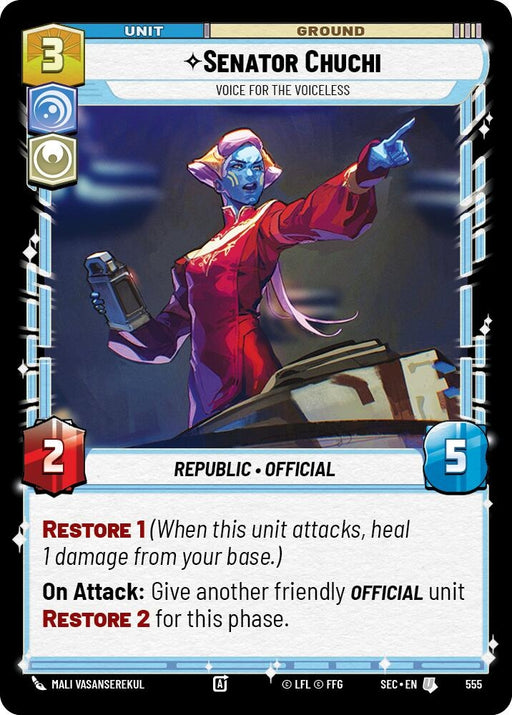 Image for Senator Chuchi - Voice for the Voiceless (Foil) (555) [Secrets of Power] - Star Wars: Unlimited