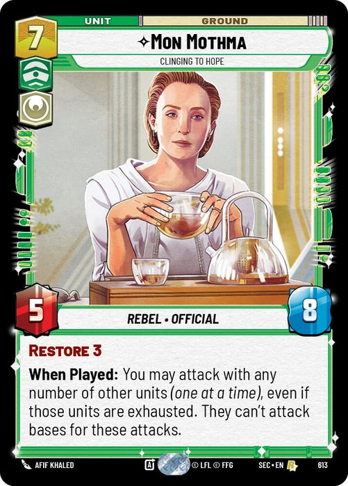 Image for Mon Mothma - Clinging to Hope (Foil) (613) [Secrets of Power] - Star Wars: Unlimited