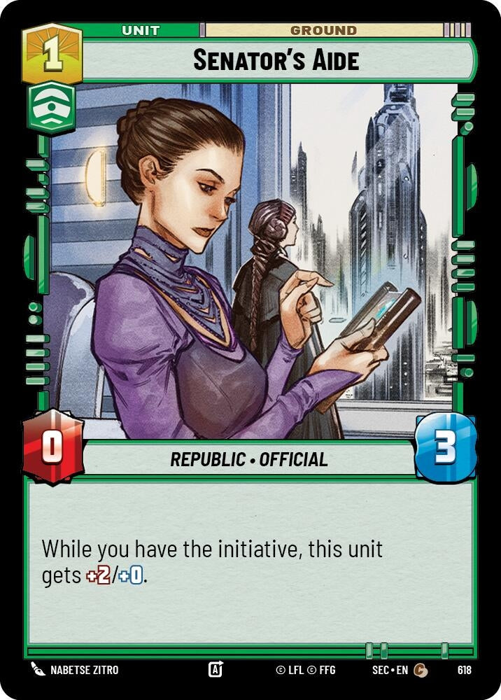 Image for Senator's Aide (Foil) (618) [Secrets of Power] - Star Wars: Unlimited