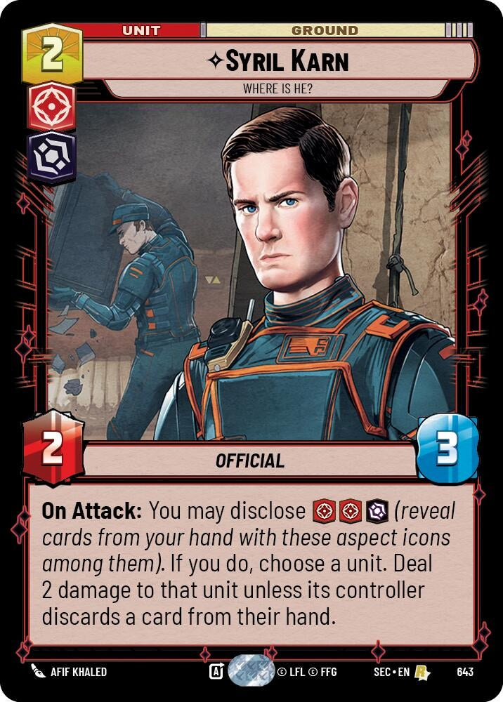 Image for Syril Karn - Where Is He? (Foil) (643) [Secrets of Power] - Star Wars: Unlimited