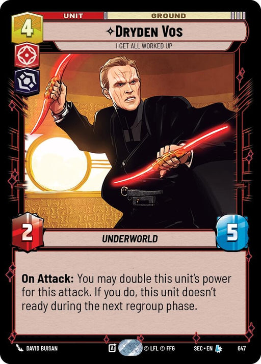 Image for Dryden Vos - I Get All Worked Up (Foil) (647) [Secrets of Power] - Star Wars: Unlimited