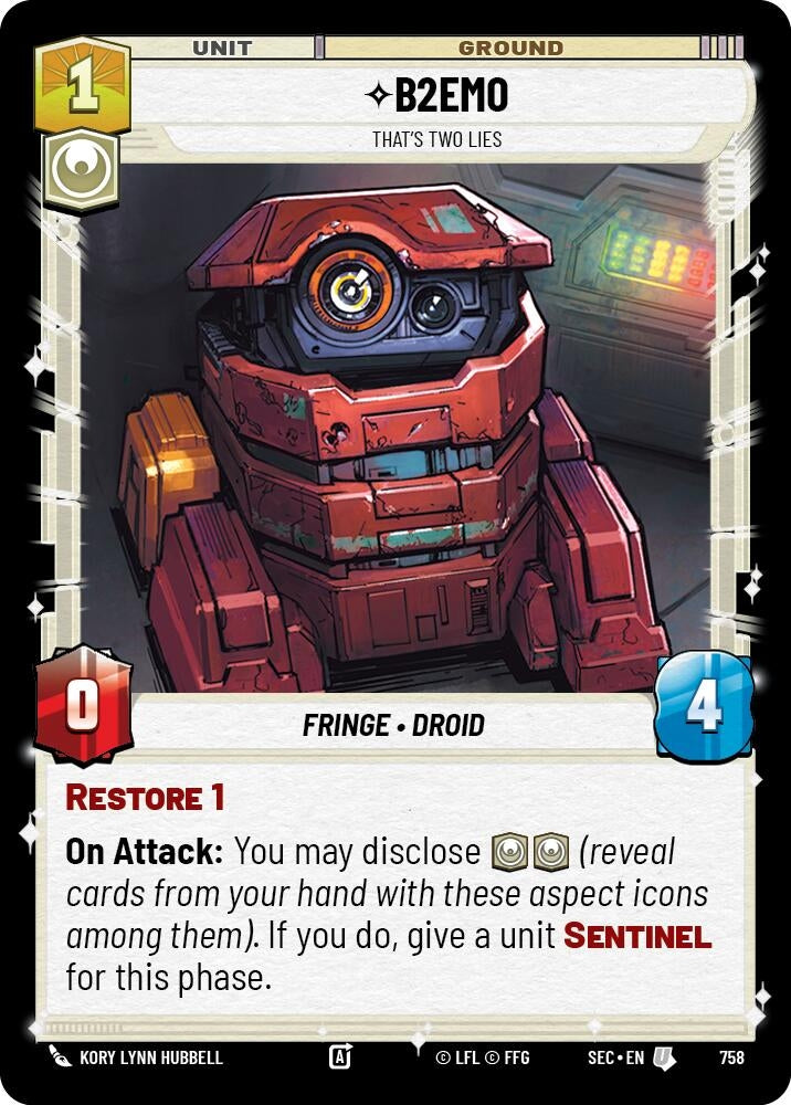 Image for B2EMO - That's Two Lies (Foil) (758) [Secrets of Power] - Star Wars: Unlimited