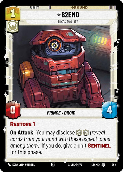 Image for B2EMO - That's Two Lies (Foil) (758) [Secrets of Power] - Star Wars: Unlimited
