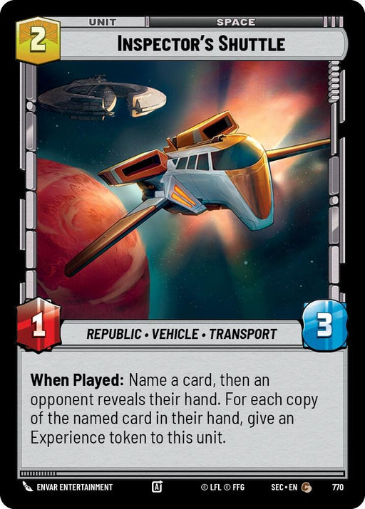 Image for Inspector's Shuttle (Foil) (770) [Secrets of Power] - Star Wars: Unlimited