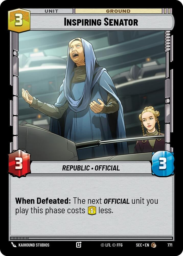 Image for Inspiring Senator (Foil) (771) [Secrets of Power] - Star Wars: Unlimited