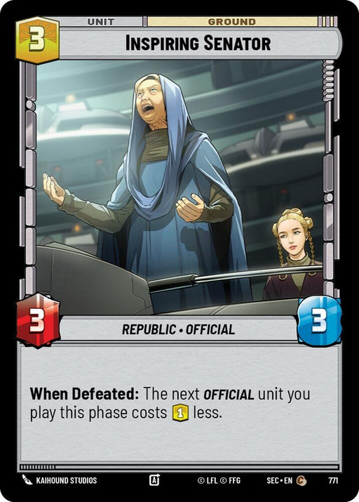 Image for Inspiring Senator (Foil) (771) [Secrets of Power] - Star Wars: Unlimited
