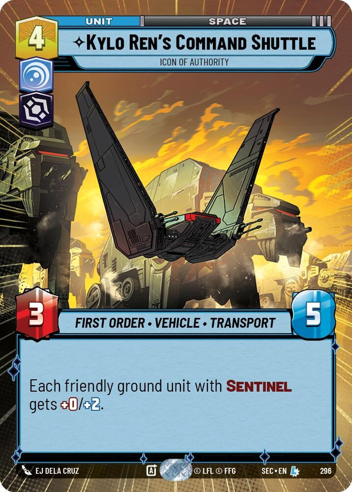 Image for Kylo Ren's Command Shuttle - Icon of Authority (Hyperspace) (296) [Secrets of Power] - Star Wars: Unlimited