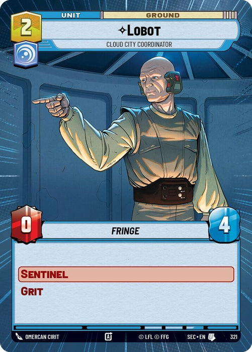 Image for Lobot - Cloud City Coordinator (Hyperspace) (321) [Secrets of Power] - Star Wars: Unlimited