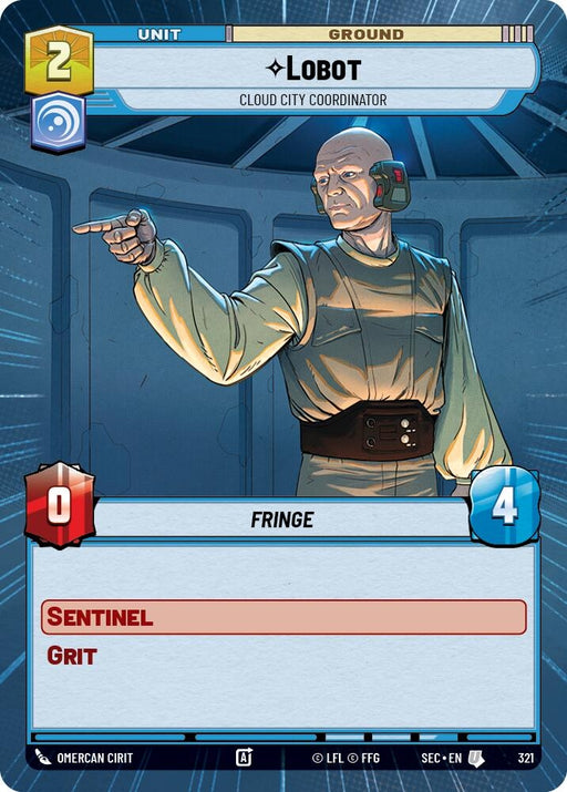 Image for Lobot - Cloud City Coordinator (Hyperspace) (321) [Secrets of Power] - Star Wars: Unlimited