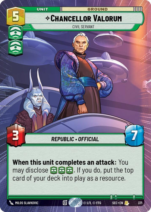 Image for Chancellor Valorum - Civil Servant (Hyperspace) (371) [Secrets of Power] - Star Wars: Unlimited