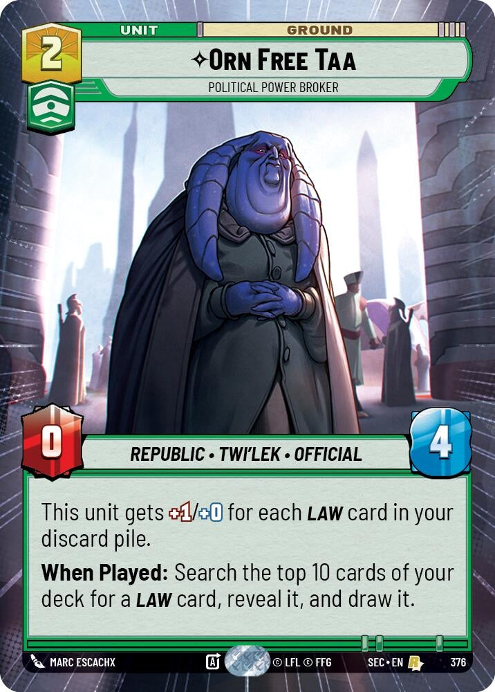 Image for Orn Free Taa - Political Power Broker (Hyperspace) (376) [Secrets of Power] - Star Wars: Unlimited
