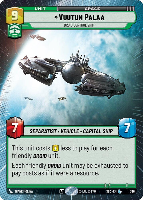 Image for Vuutun Palaa - Droid Control Ship (Hyperspace) (386) [Secrets of Power] - Star Wars: Unlimited