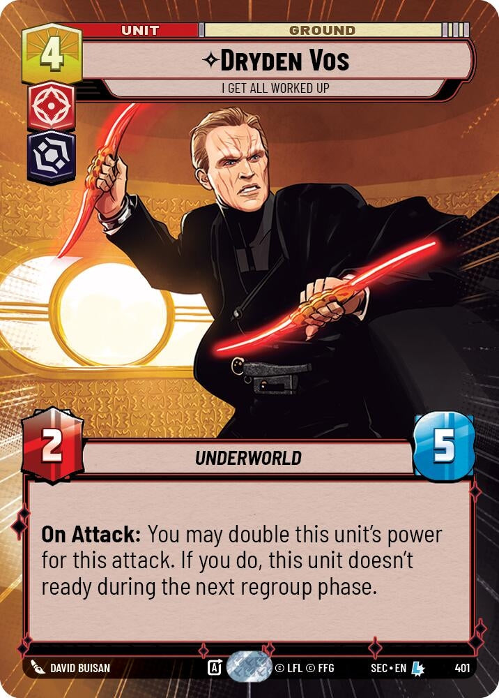 Image for Dryden Vos - I Get All Worked Up (Hyperspace) (401) [Secrets of Power] - Star Wars: Unlimited