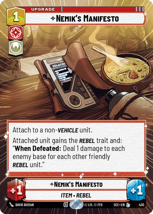 Image for Nemik's Manifesto (Hyperspace) (420) [Secrets of Power] - Star Wars: Unlimited