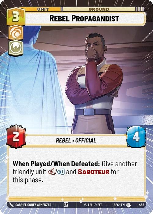 Image for Rebel Propagandist (Hyperspace) (466) [Secrets of Power] - Star Wars: Unlimited