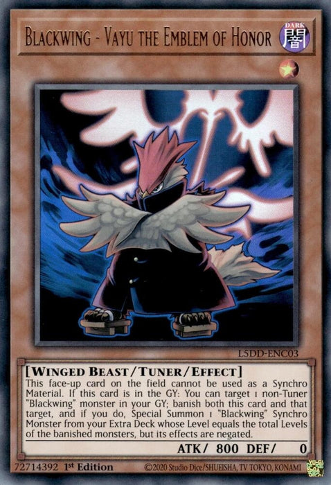 Image for Blackwing - Vayu the Emblem of Honor (L5DD-ENC03) [Legendary 5D's Decks] - YuGiOh