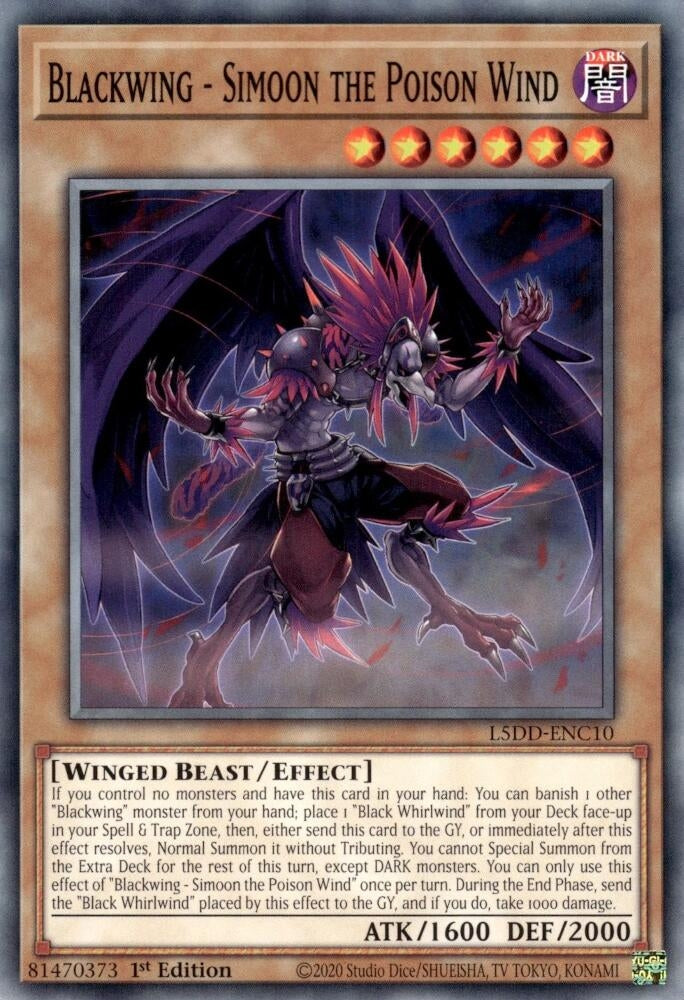 Image for Blackwing - Simoon the Poison Wind (L5DD-ENC10) [Legendary 5D's Decks] - YuGiOh