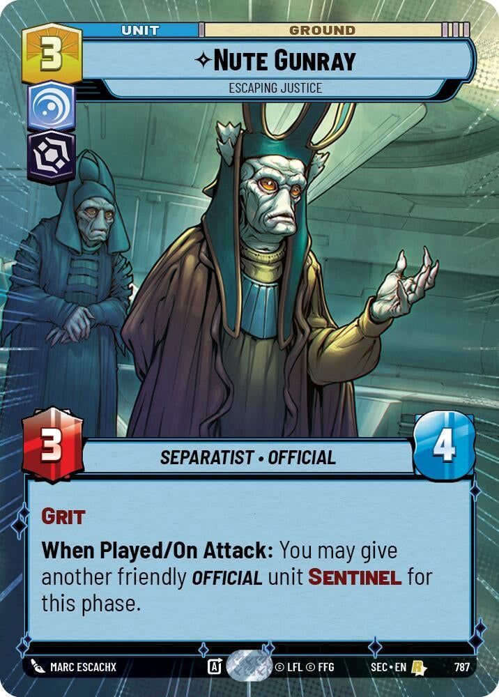 Image for Nute Gunray - Escaping Justice (Hyperspace Foil) (787) [Secrets of Power] - Star Wars: Unlimited